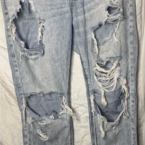 American Eagle Outfitters Ripped Light Blue Boyfriend Jeans